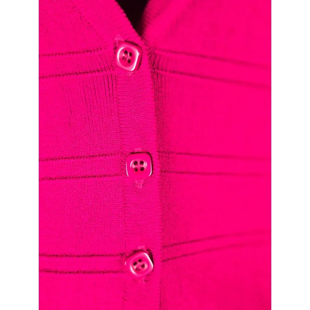 Cable and Gauge Woman Twin Set Cardigan Shell Fuchsia Pink 2X Plus Viscose Knit